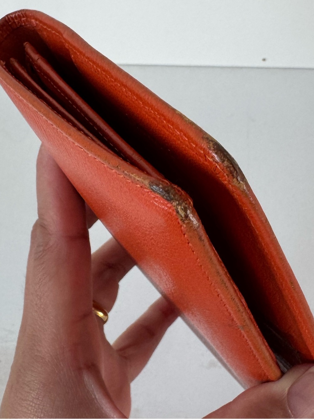 CHANEL Orange Leather Long Bifold CC Wallet with Gold Logo - Picture 4 of 14